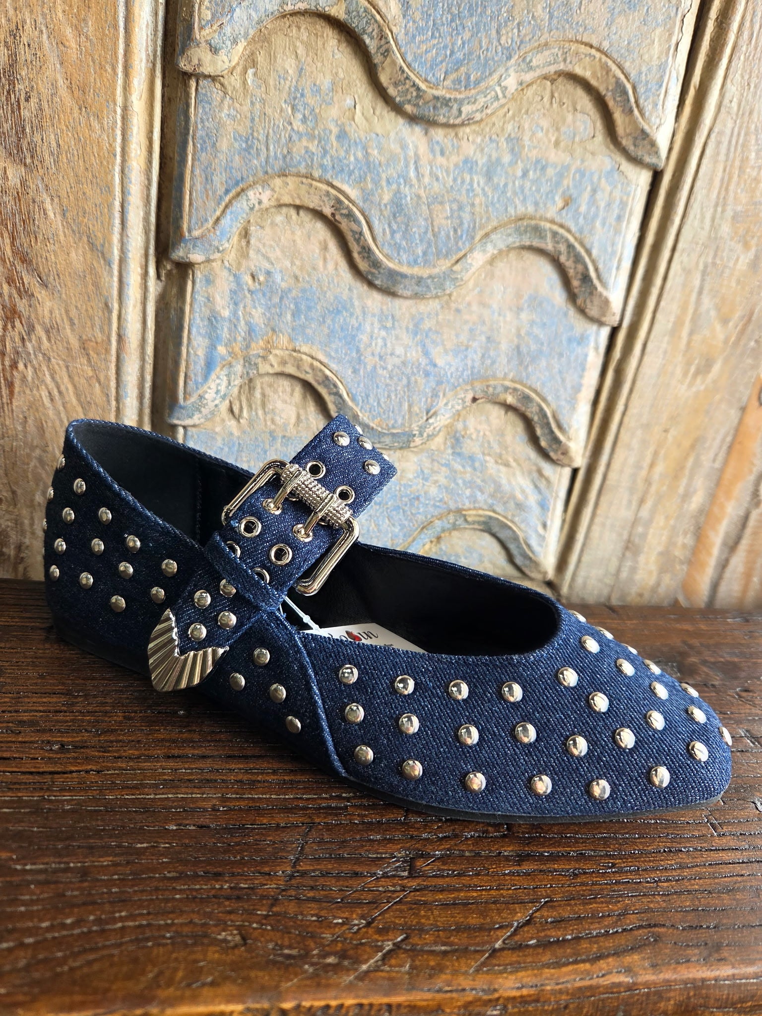 KENNITH-DKDENIM STUDDED BALLET FLAT Robin Boutique