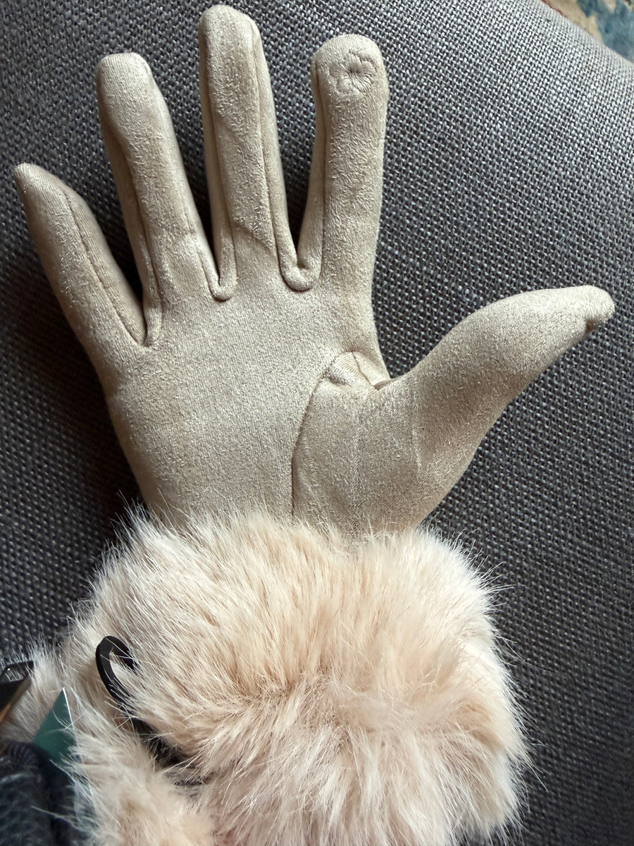 Colorful Soft Touch Screen Gloves with Fake fur cuffs