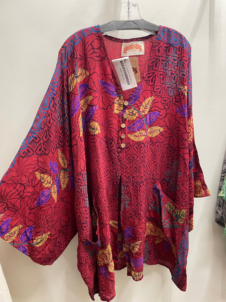 Crepe Sari Gaia Split Tunic #121 by Kantha Bae