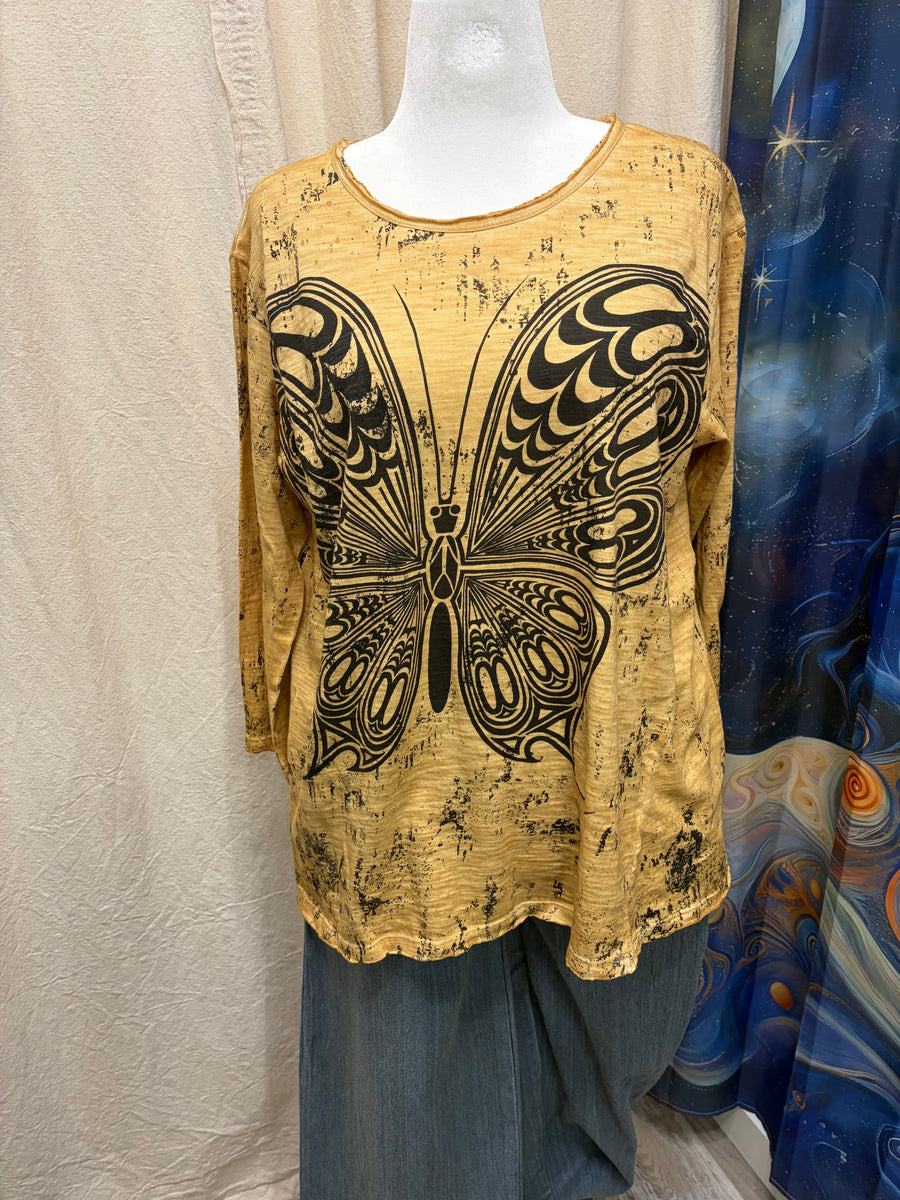 Driftwood Day Tee in Butterfly Print by Paper Lace