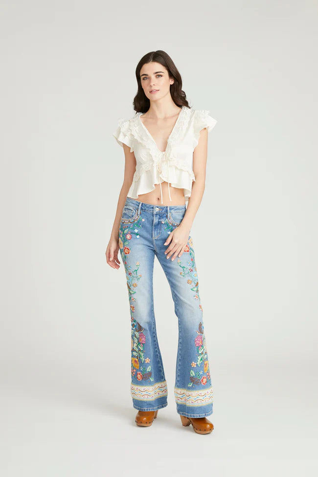 Farrah Flare in Gardenia Foulard Jean by Driftwood