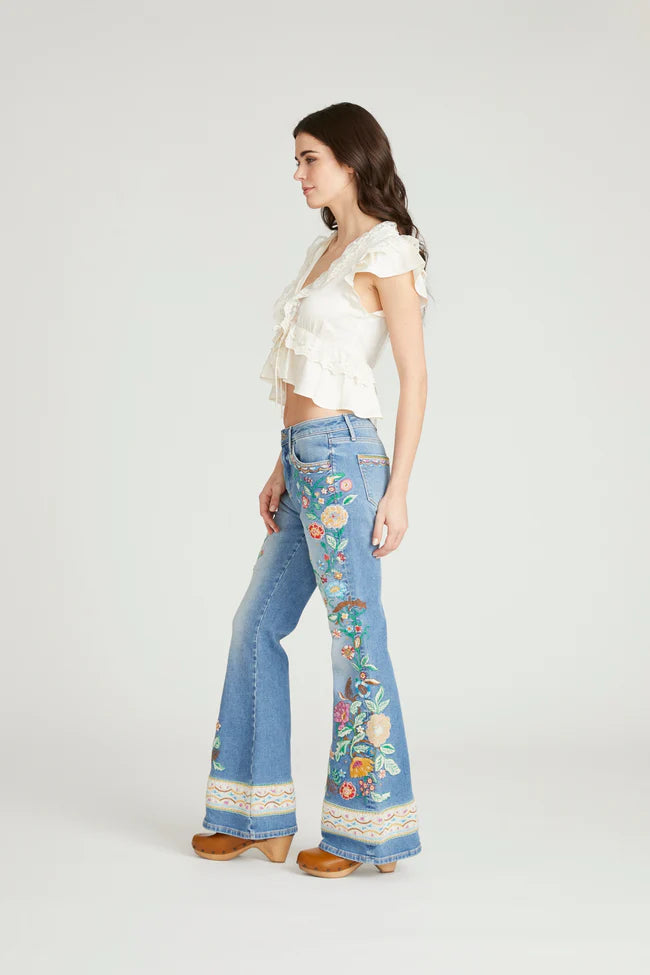 Farrah Flare in Gardenia Foulard Jean by Driftwood