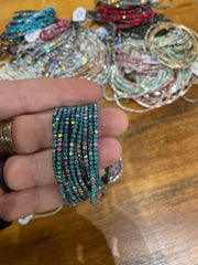 Rhinestone Tennis Stretch Bracelets on Black Silver