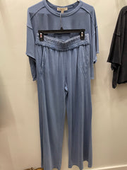Mineral Washed Terry Butter Wide Leg Pant