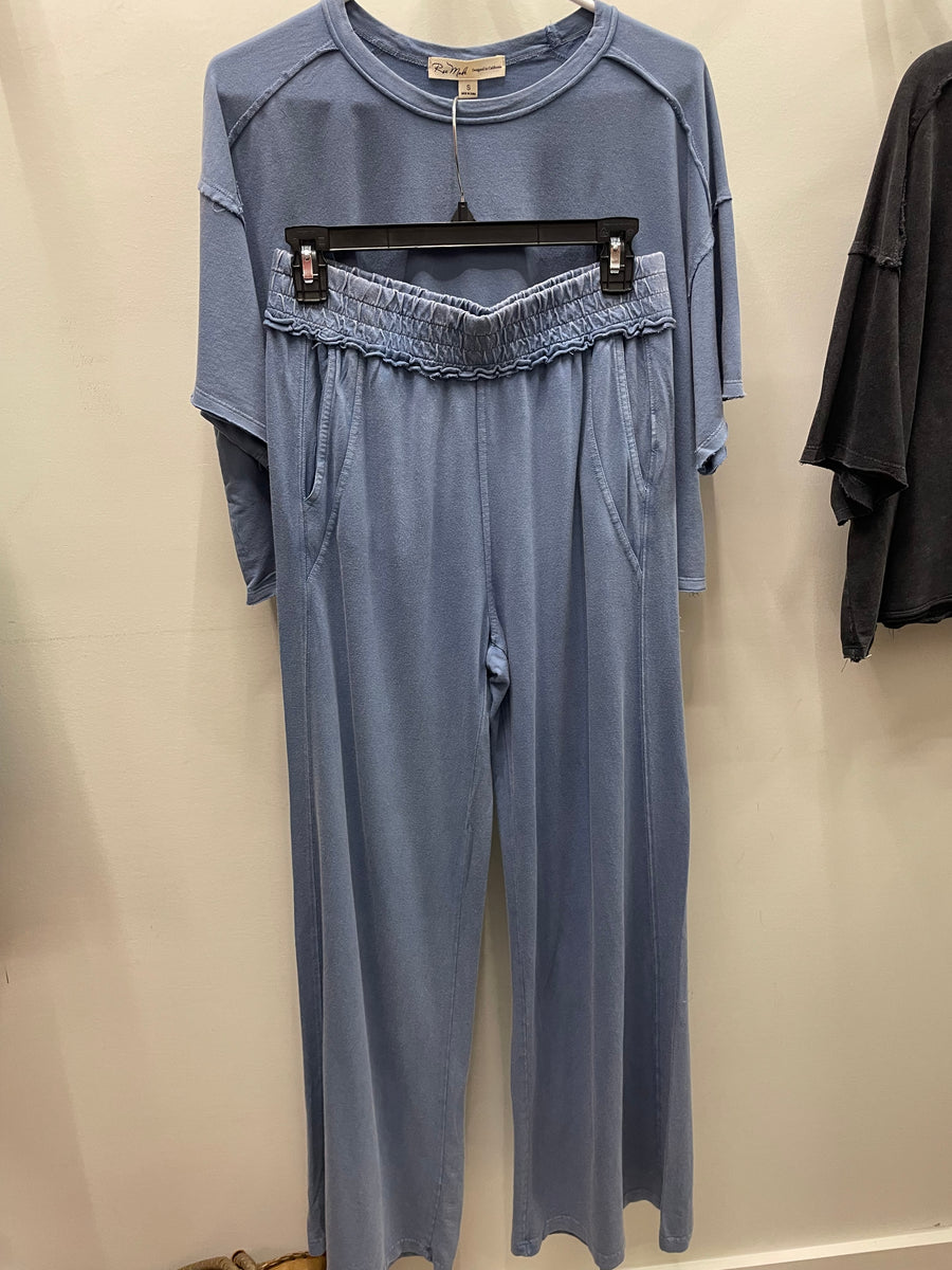 Mineral Washed Terry Butter Wide Leg Pant