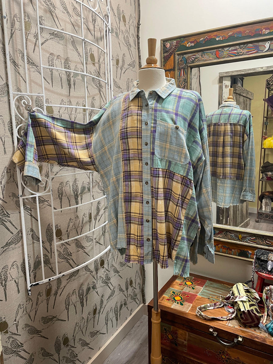 Easel PLAID MIX N MATCH BUTTON DOWN SHIRT - Robin Boutique-Boutique 