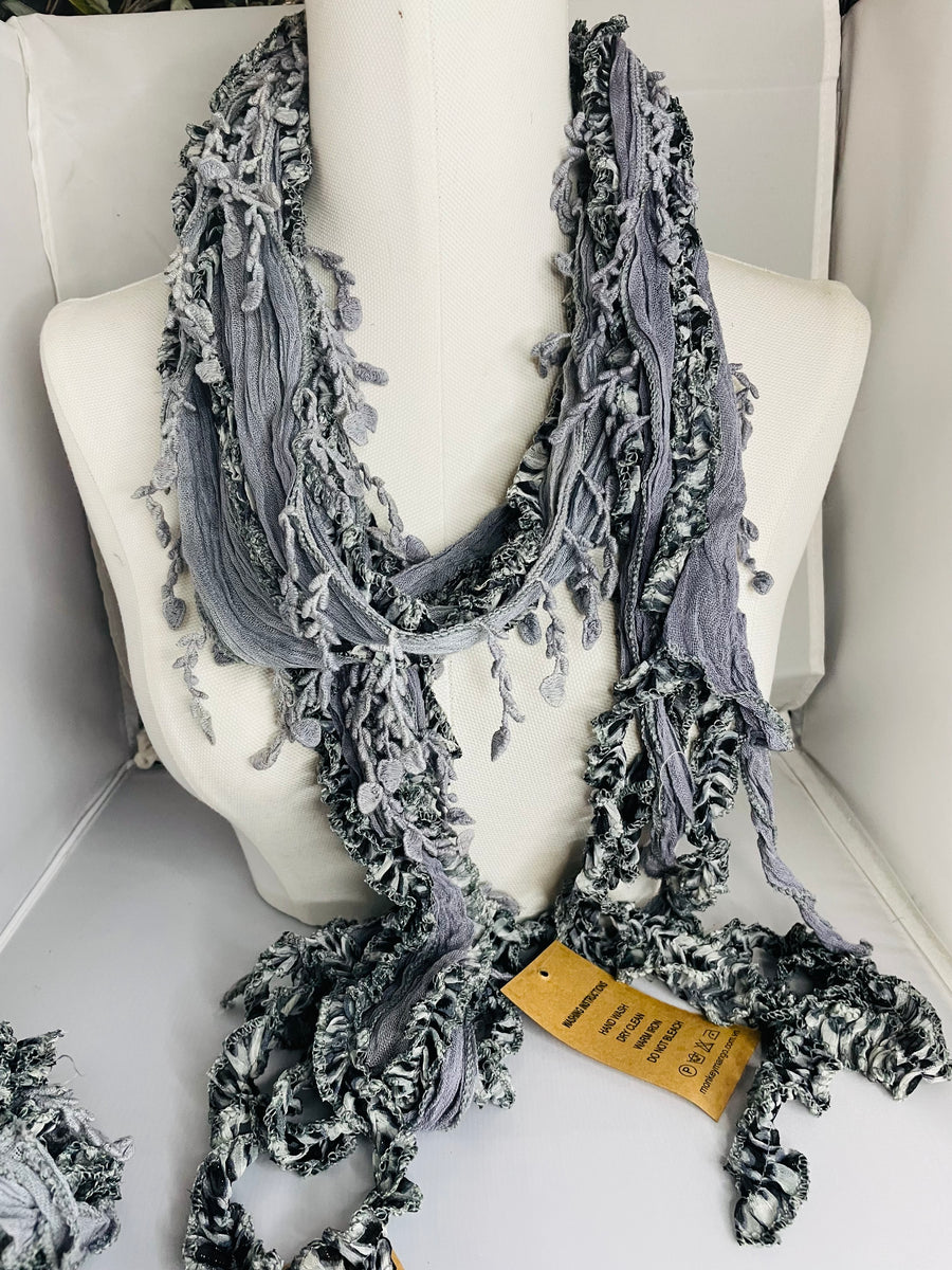 Boho Mixed Tassel Handmade Scarf Necklace
