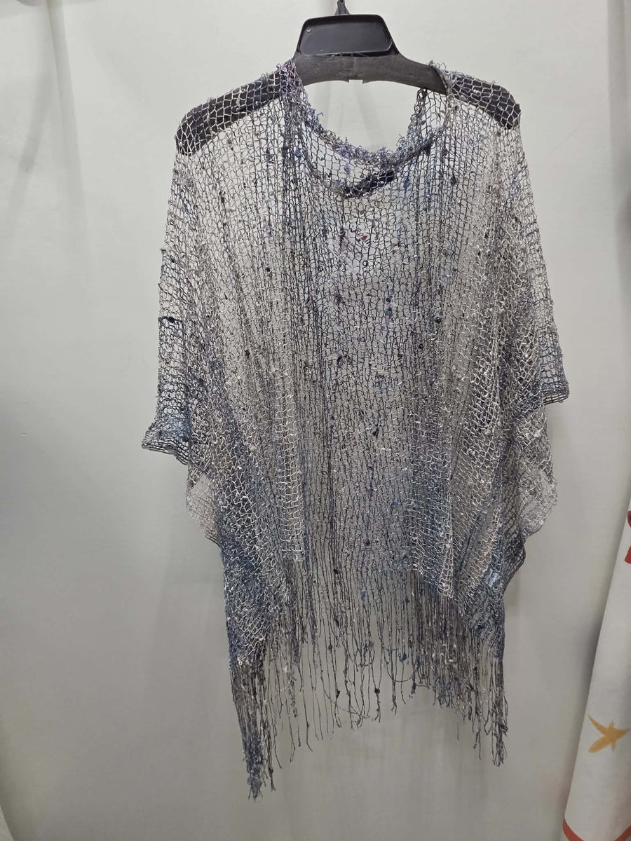 Sequin Mesh Layering Top in Navy by Origami