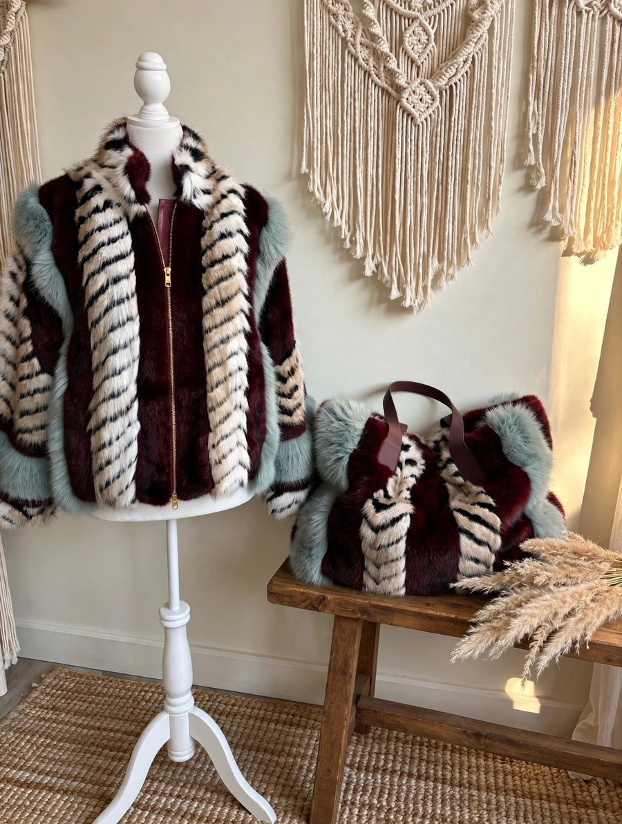Inez-Multi faux fur jacket by azalea wang robin boutique