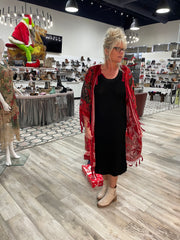 Silk Burnout Velvet Fringe Flutter Kimono by Aris A