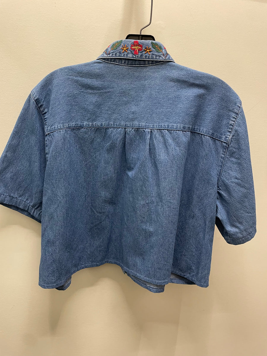 Reworked Denim Crop Button Down #213