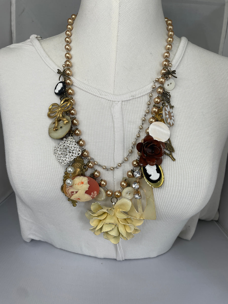 Ivory Rose Cluster Necklace by Gina