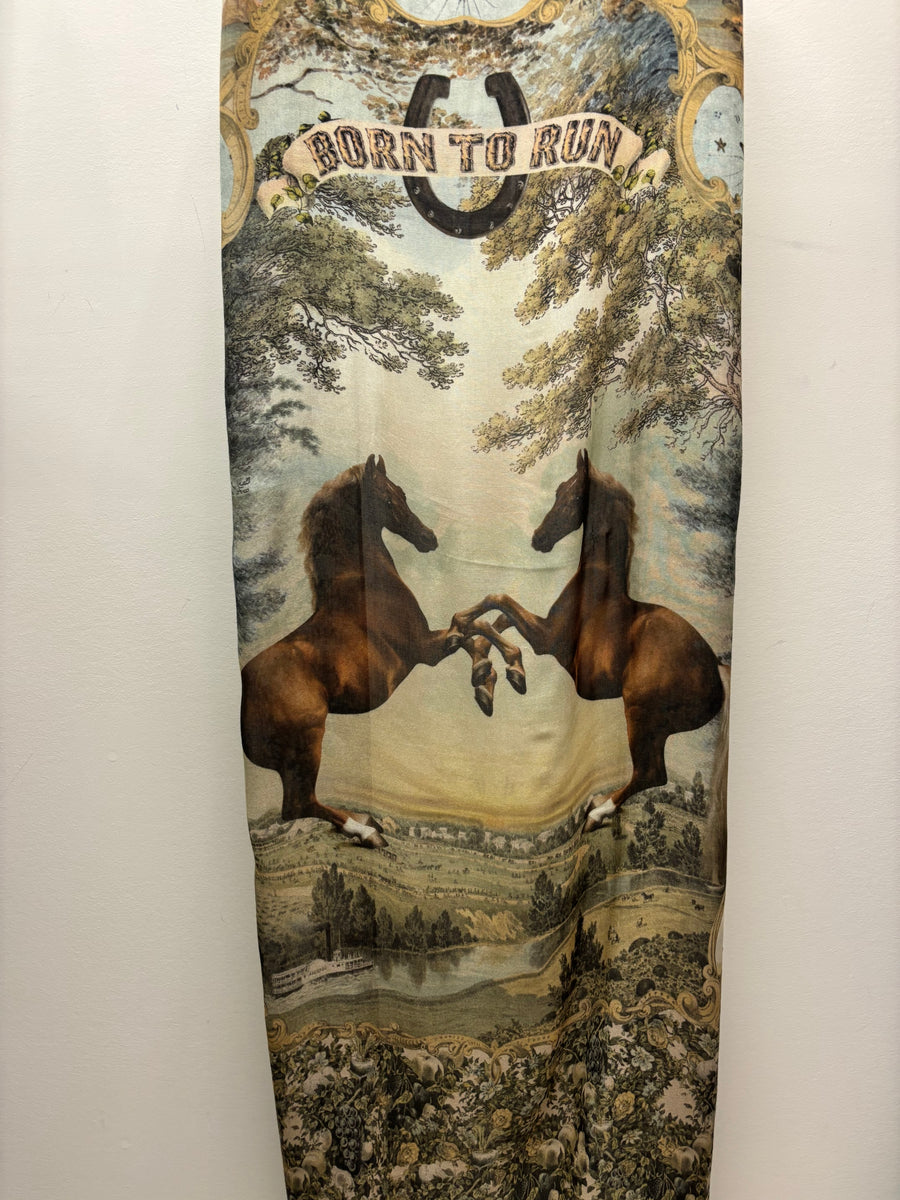 Born To Run Scarf with Wild Horse & Floral Print by Market of Stars Robin Boutique