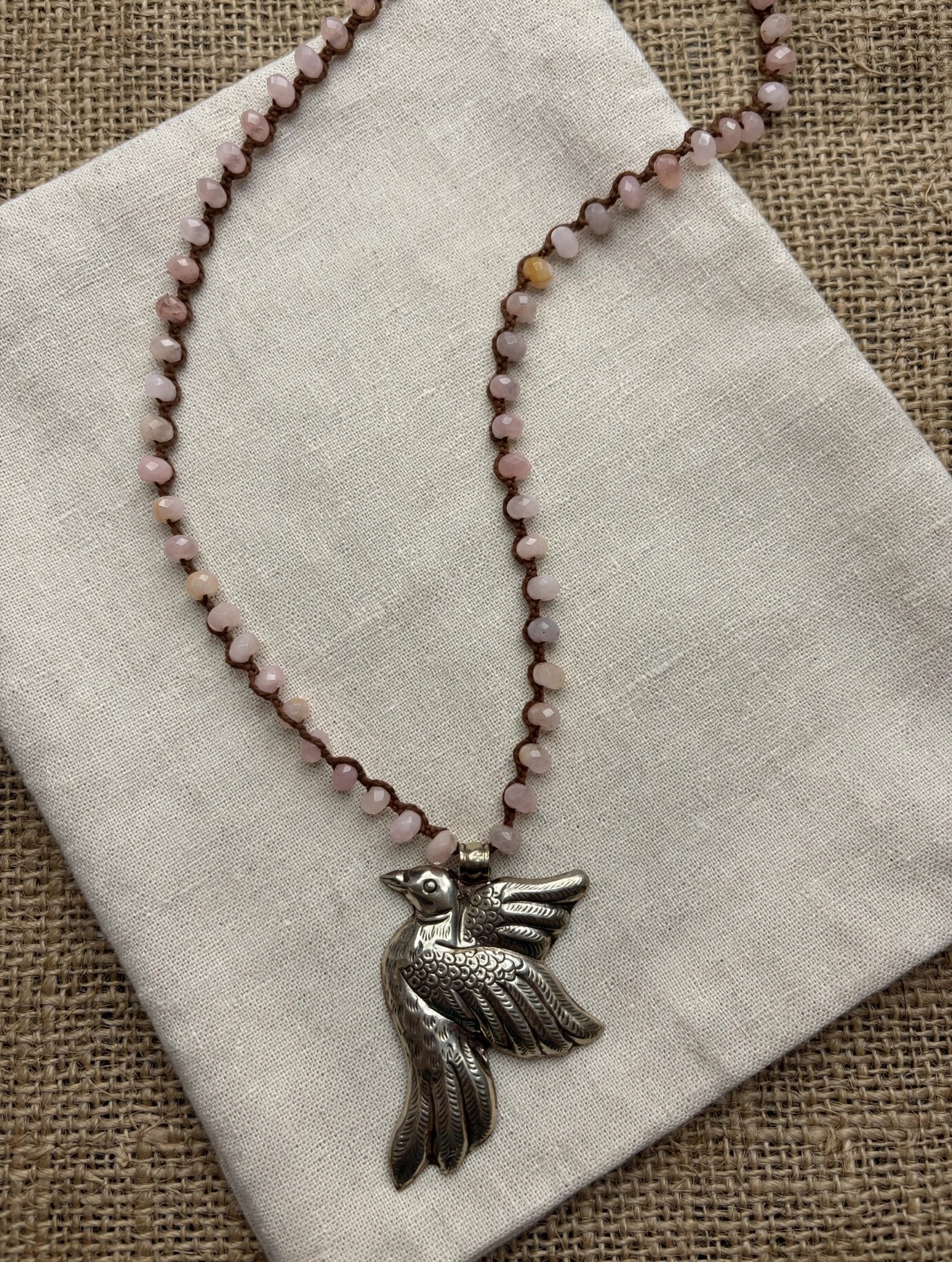 Free Spirit Rose Quartz Bird Necklace by Tara Gasparian