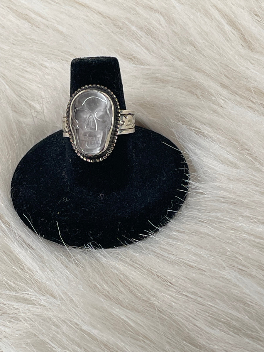 Small Skull Carved in Adjustable Ornate Ring
