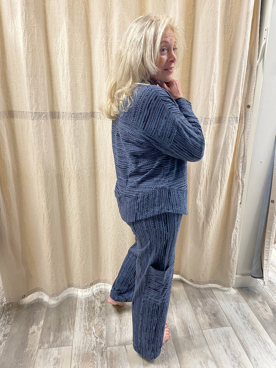 Stripe Cotton Slub J Pocket Flood Pant