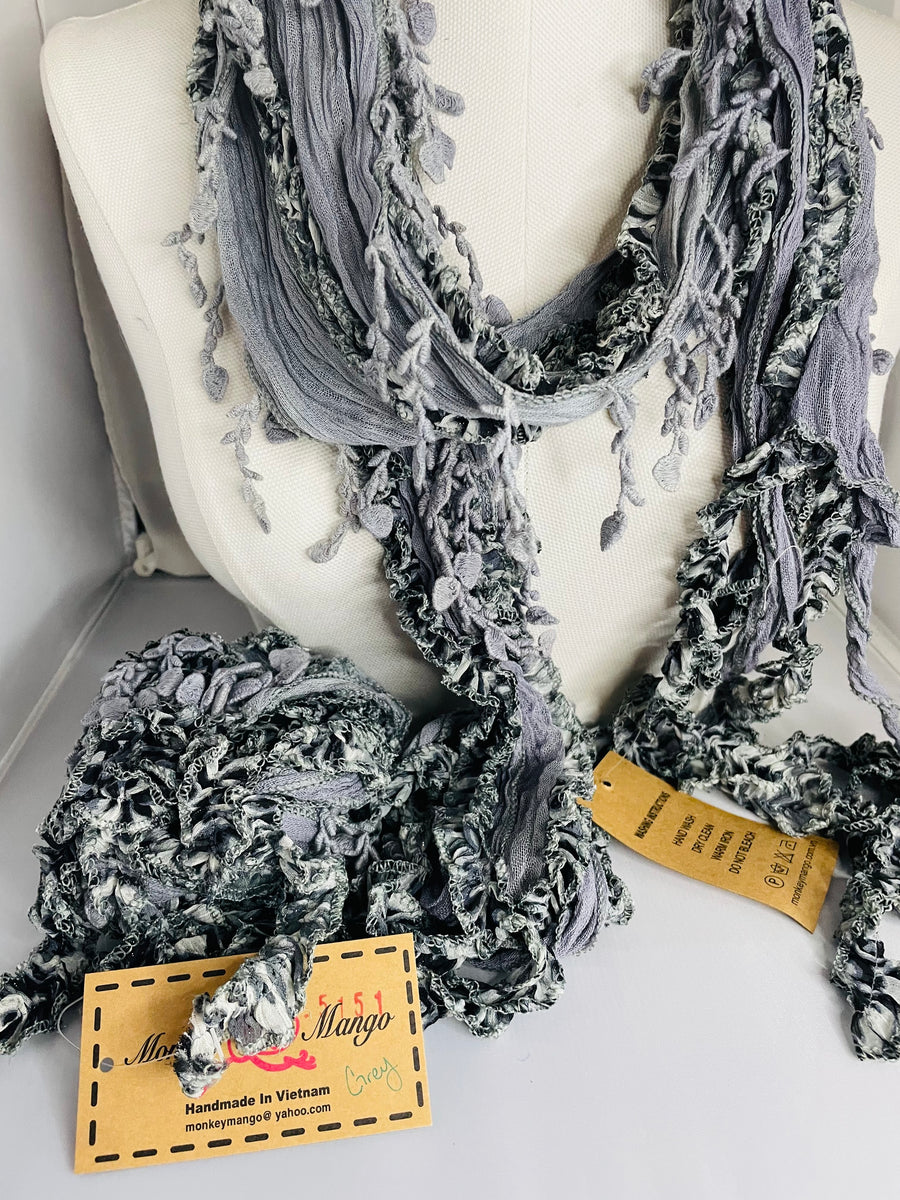 Boho Mixed Tassel Handmade Scarf Necklace
