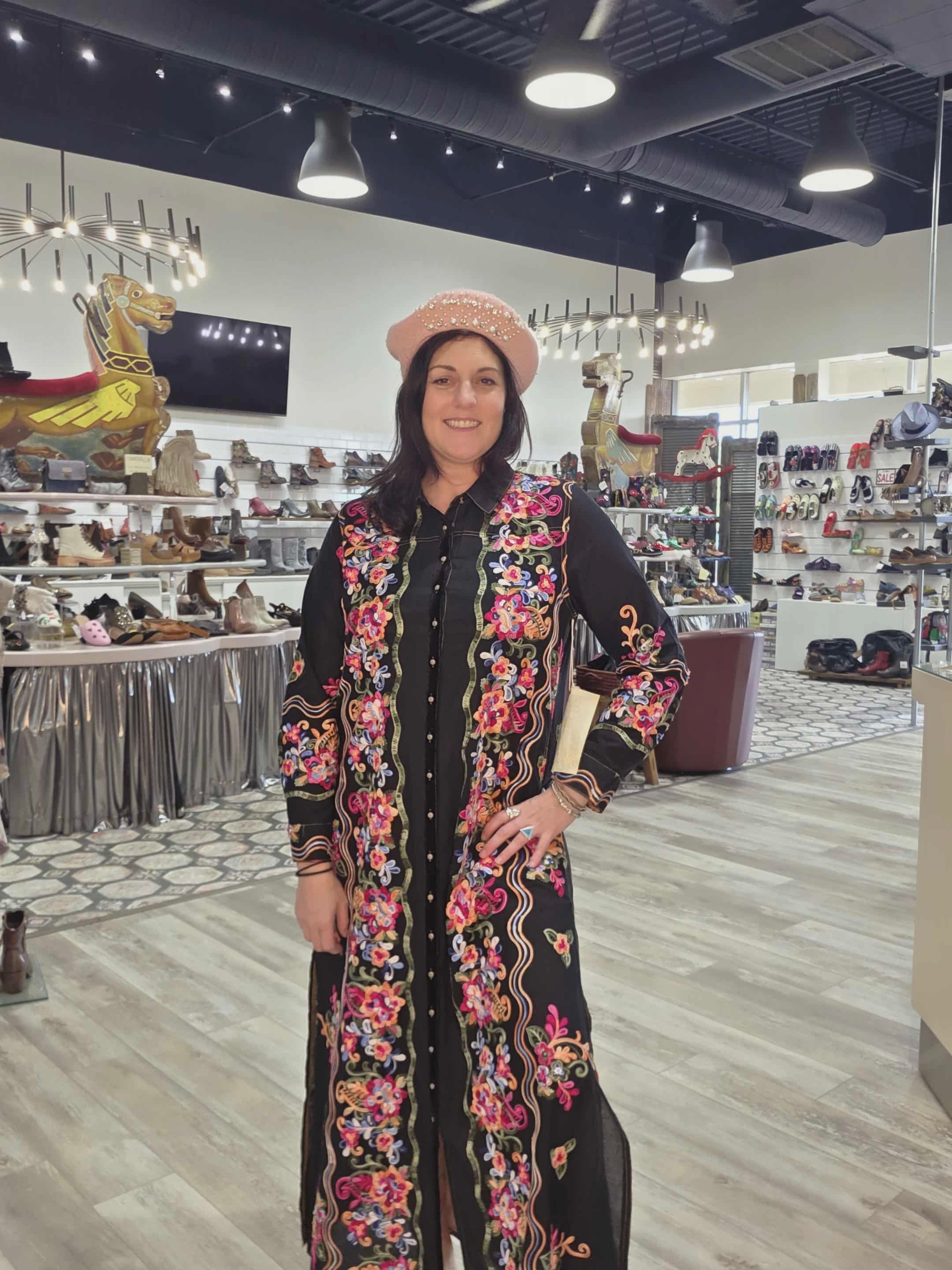 Meadow Of Flowers Embroidered Shirt Dress/Duster by Aratta