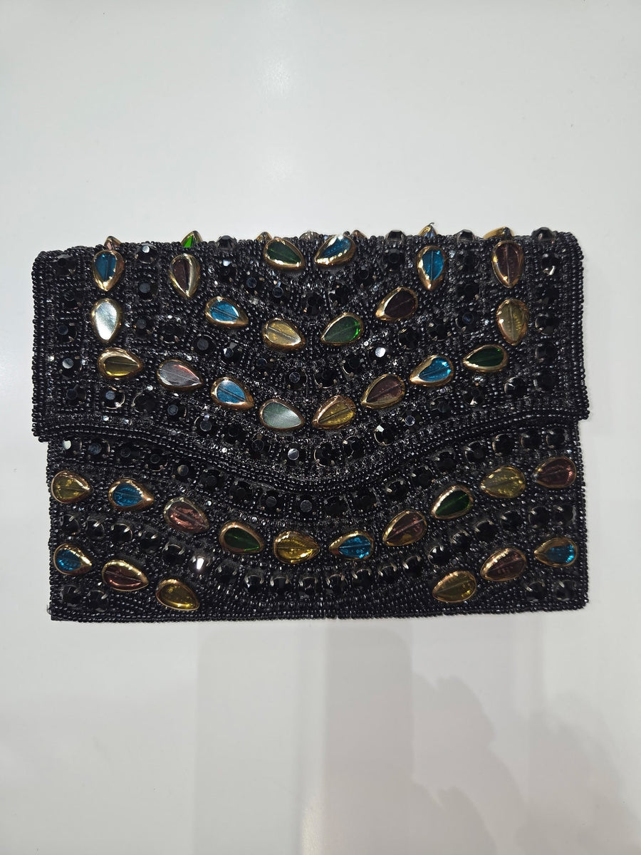 Evening Clutch Handbag with Semi Precious Stones - Robin Boutique
