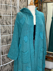 Cotton Open Knit Duster w/Heart Appliques - Robin Boutique-Boutique 