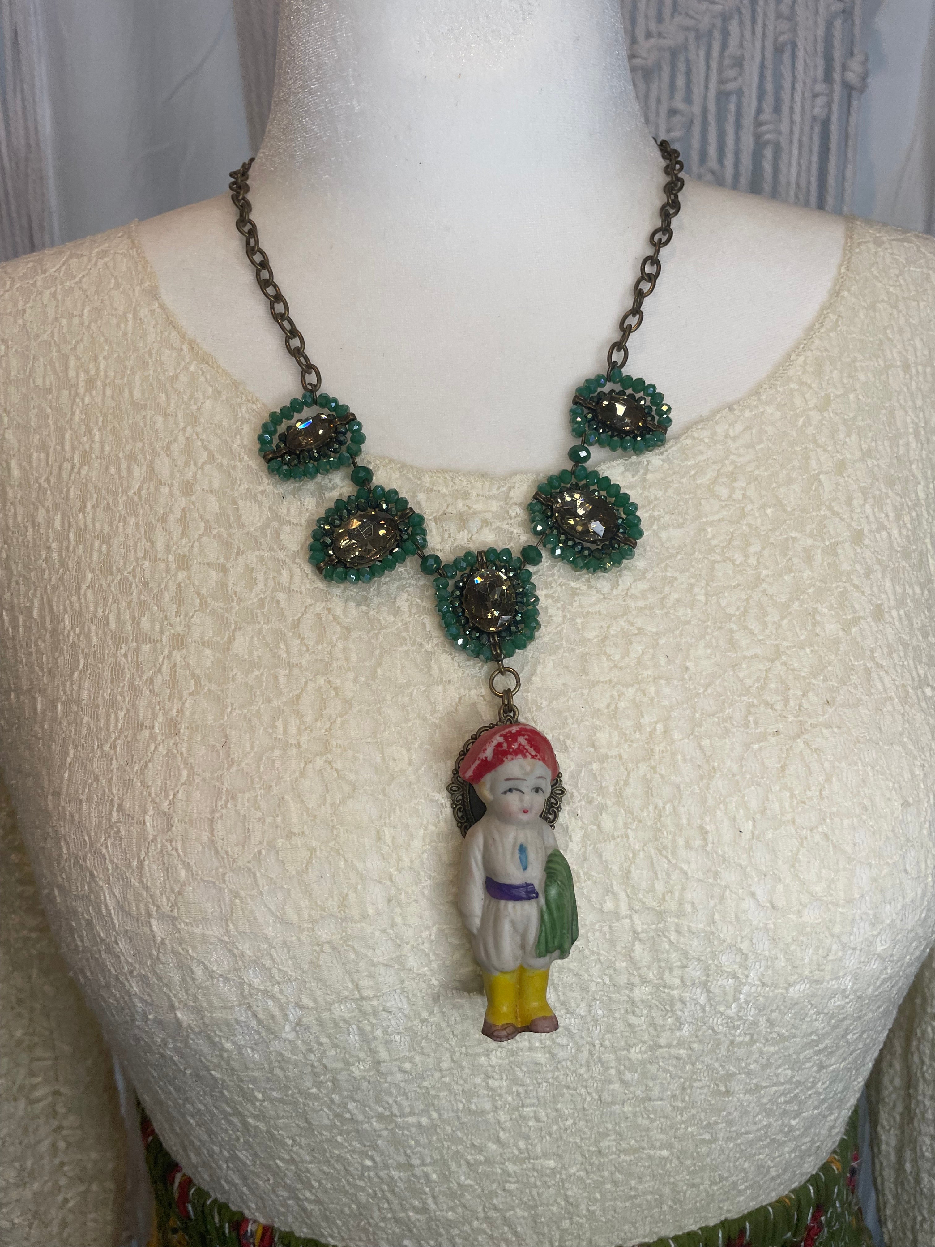 Porcelain Matador Doll Necklace by Gina