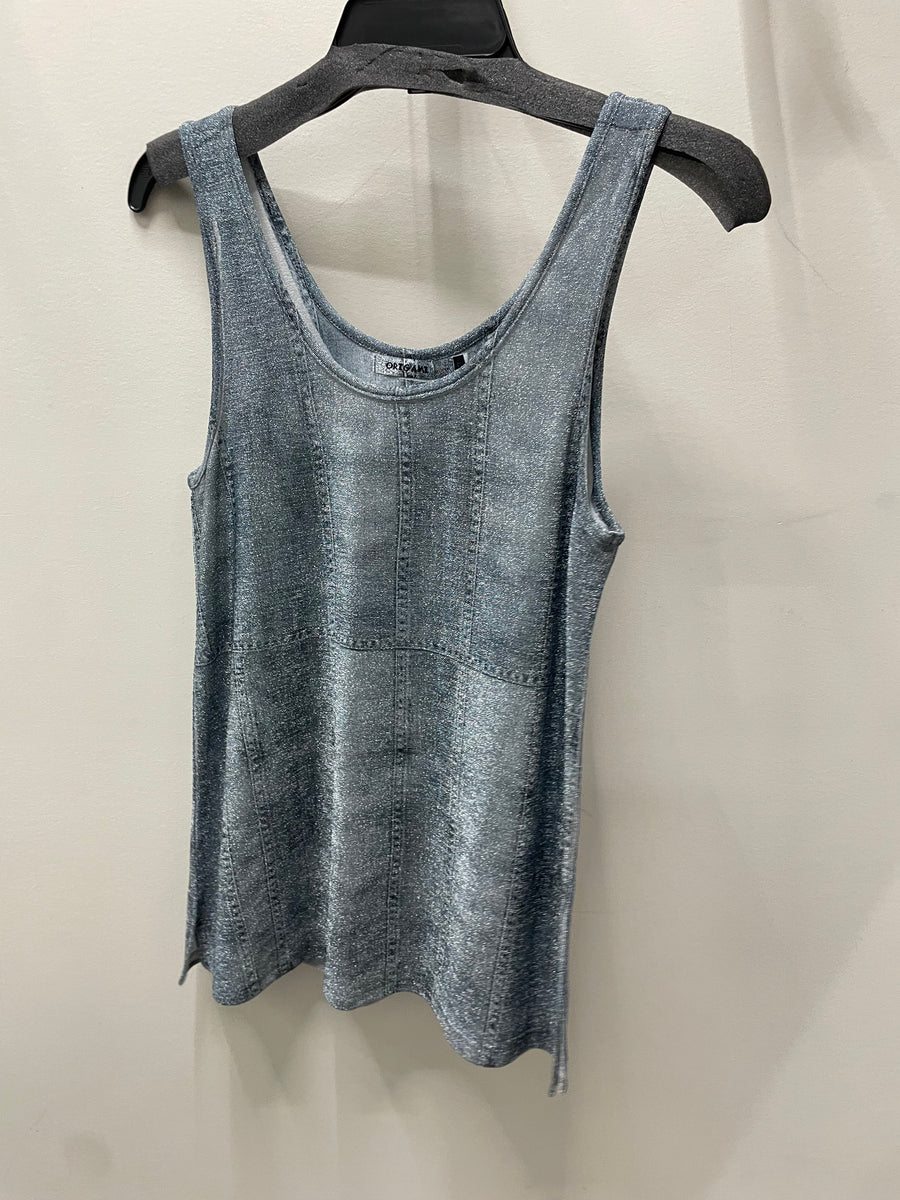 Shimmery Essential Sleeveless Lurex Denim Tank