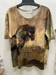 Additional view of Driftwood Day Tee in Vintage Horse Print by Paper Lace from Robin Boutique.
