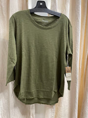 Solid Cotton Slub 3/4 Sleeve High-Low Tee by Escape