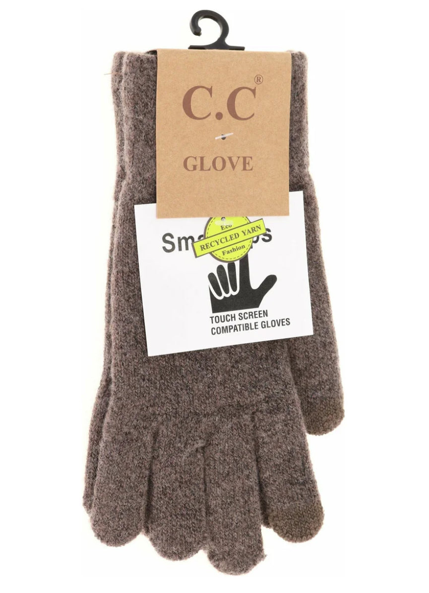 Soft Recycled Yarn Gloves by C.C. Beanie with touch screen G-2075