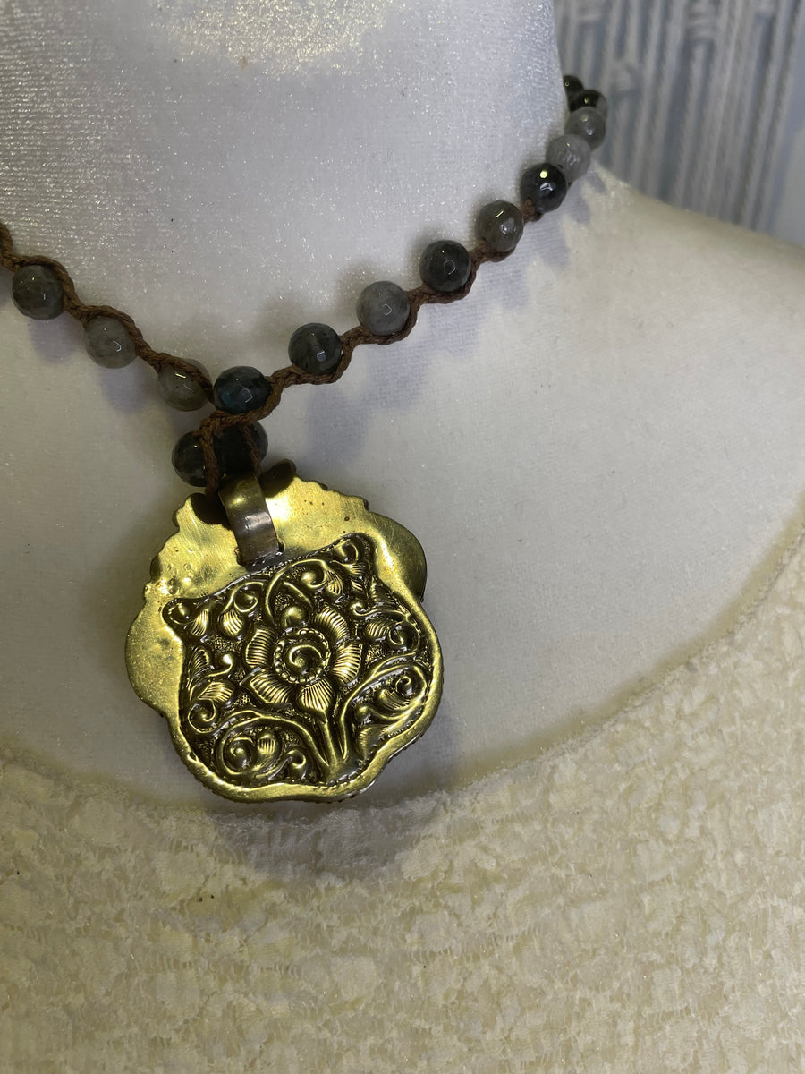 Carved Laborite Tiger Short Necklace by Tara Gasparian