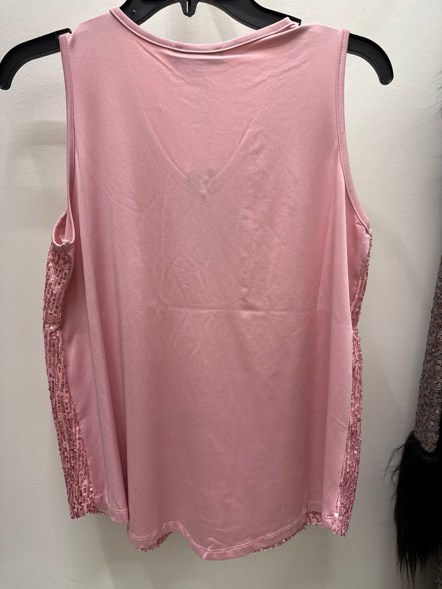 Sleeveless Sequin Evening Tank Top