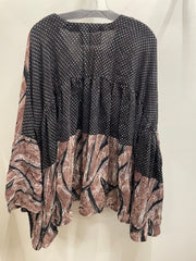 Crepe Sari Bell Sleeve Golddust Crop Top #038 by Kantha Bae