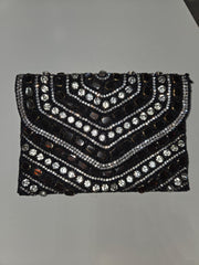 Evening Clutch Handbag with Semi Precious Stones in Silver  Robin Boutique