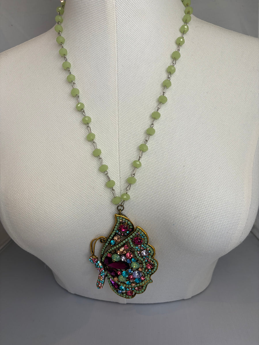Rhinestone Colored Butterfly Necklace by Gina