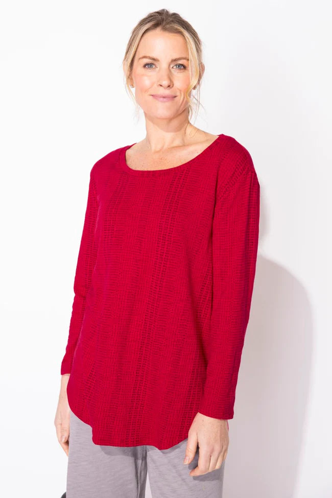 Cotton Slub 3/4 Sleeve Tee in Cherry Stripe by Escape