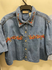 Reworked Denim Crop Button Down #215