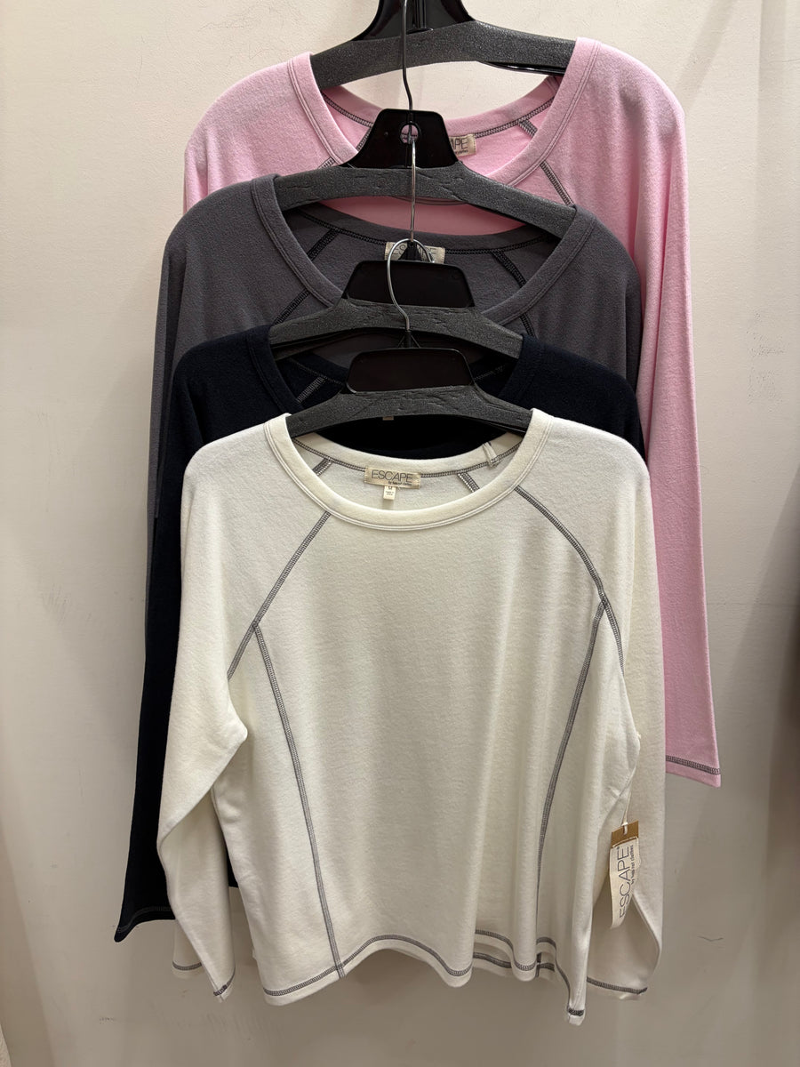 Butter Rib Knit Raglan Pullover by Escape