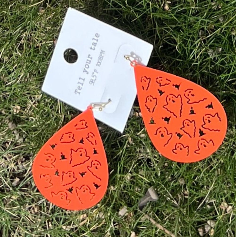 Filigree Skeleton and Ghost Theme Earrings - Robin Boutique-Boutique 
