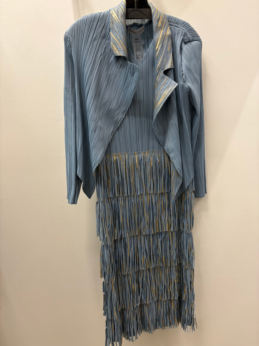 Pleated Metallic Fringe Dress by EllyNDale