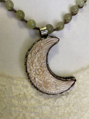 Floral Crescent Moon Necklace by Tara Gasparian