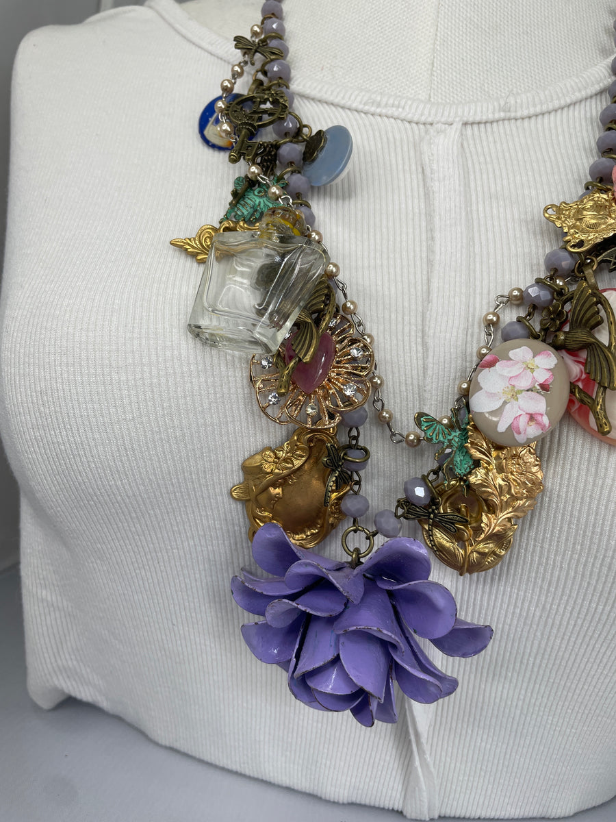 Lavender Rose Cluster Necklace by Gina