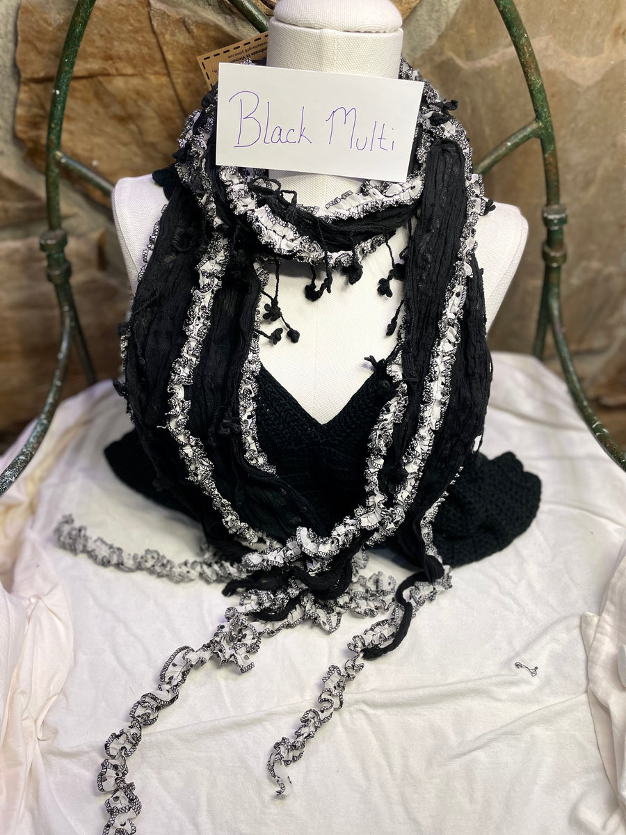 Boho Mixed Tassel Handmade Scarf Necklace