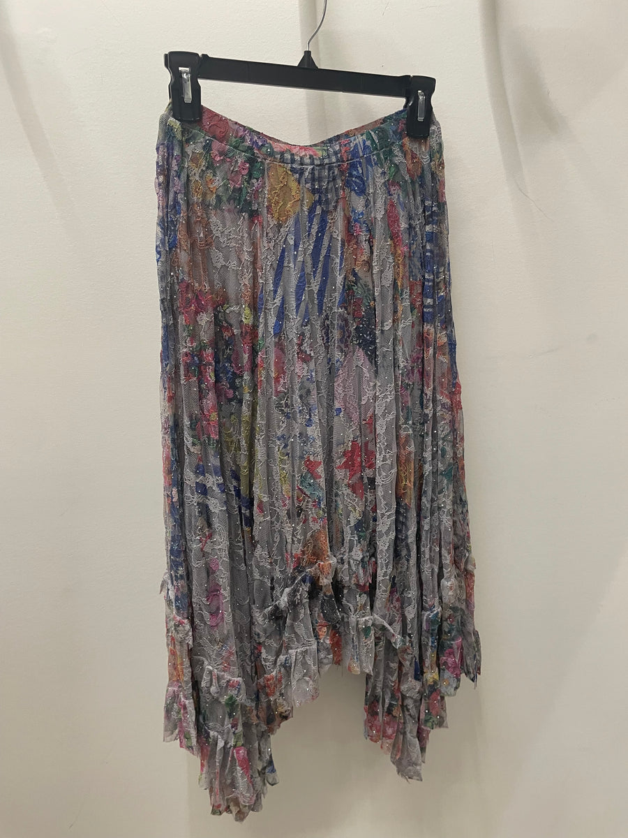 All-Sparkly Romantic Lace Skirt in Bold Floral by Origami