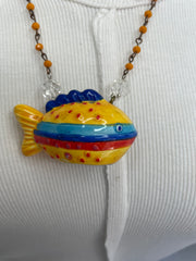 Yellow Stripe Fish Necklace by Gina