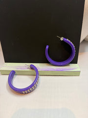 Purple Rhinestone Acrylic Hoop Earrings by The Vintage Jewel