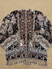 Reversible Tapestry Fringe Short Jacket