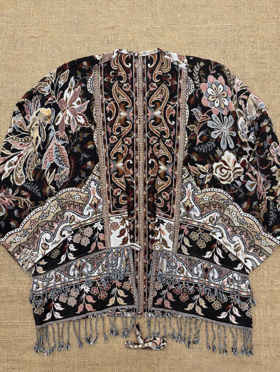 Reversible Tapestry Fringe Short Jacket