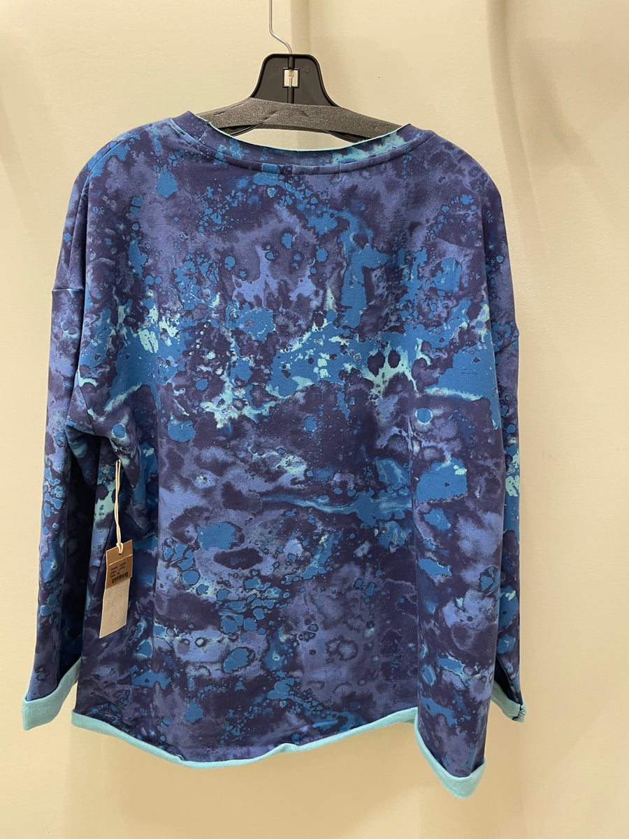 Printed Fleece Pullover in Lapis by Escape