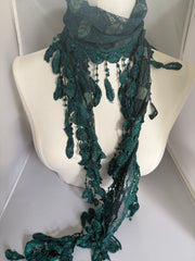 Feather Lace Fringe Scarf