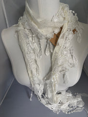 Feather Lace Fringe Scarf